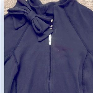 KATE SPADE NEW YORK BEYOND YOGA BLACK ZIP UP DESIGNER JACKET WITH BOW XL EUC